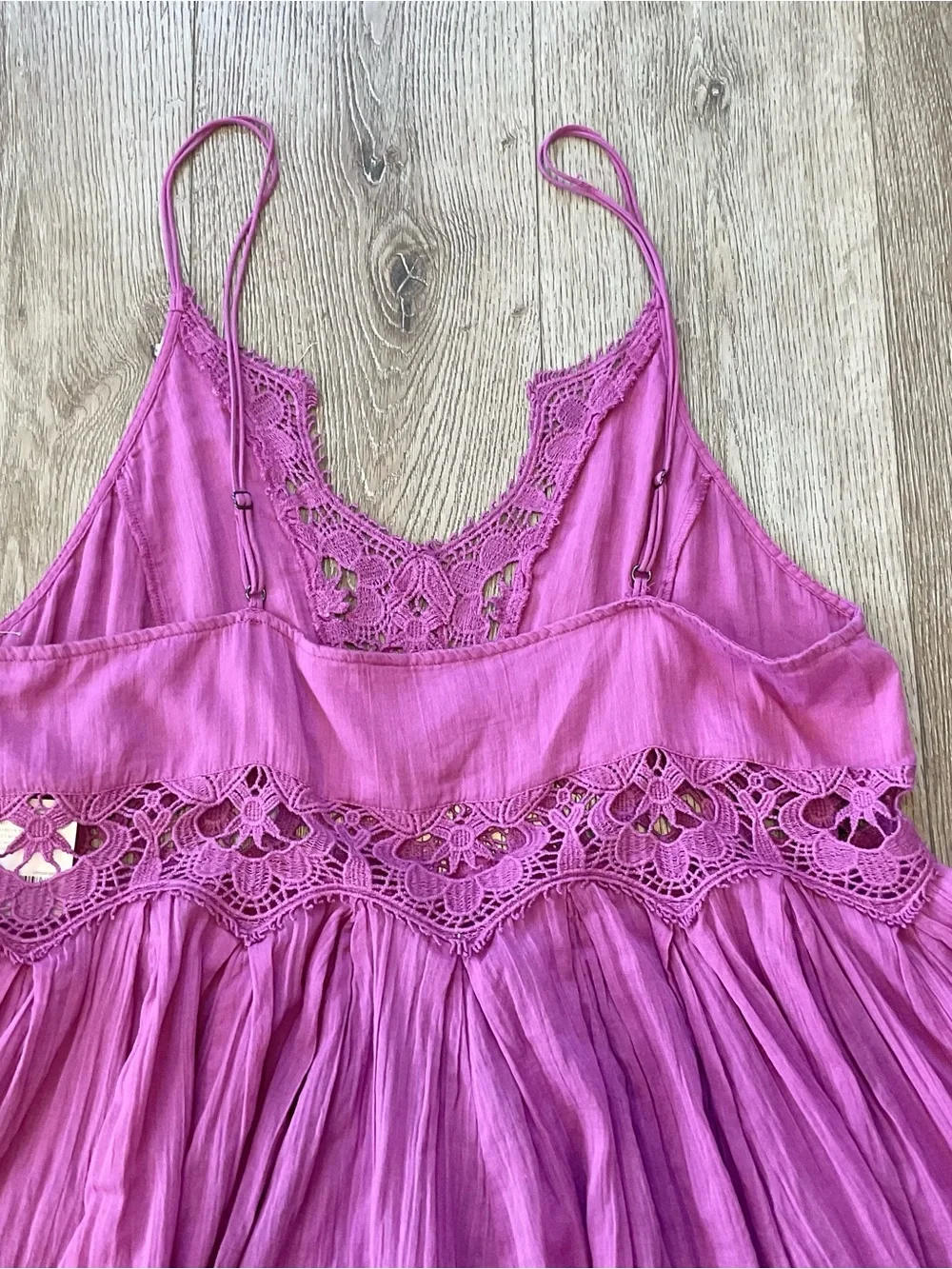 Free People Llektra Magenta Crochet-Trim Mini Dress Size Large